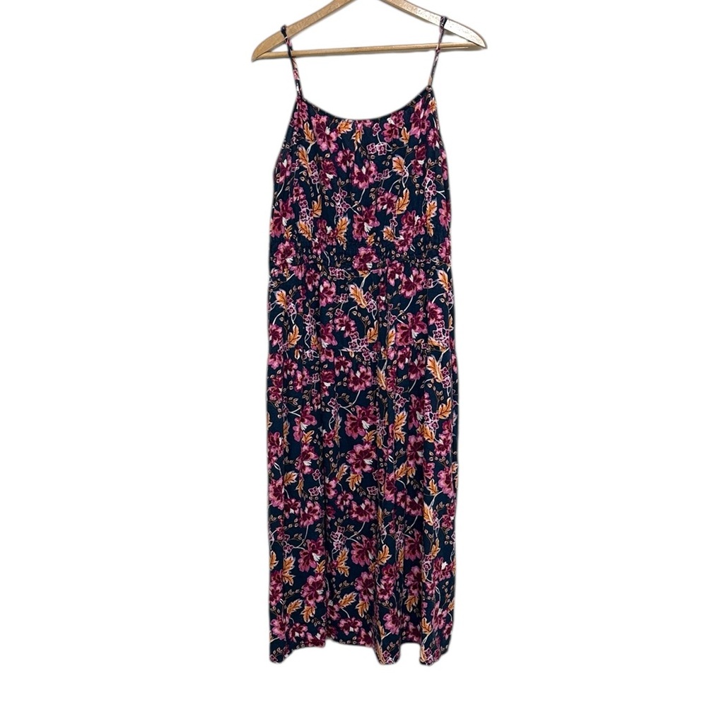 Old Navy Midi Cami Dress Size 2X Navy Pink Floral Pockets - Picture 2 of 12